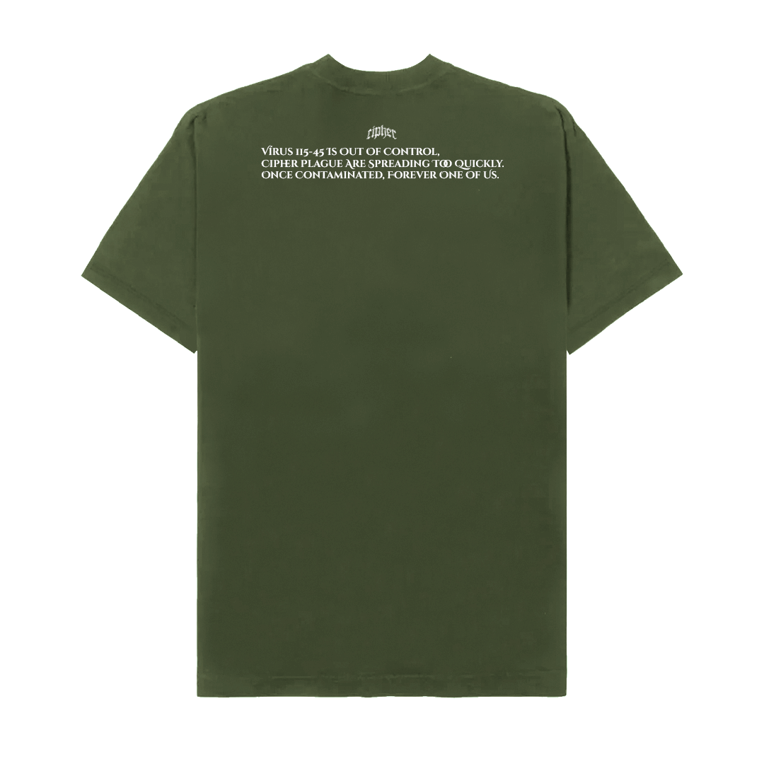 CIPHER "VIRUS 115-45" OLIVE GREEN TEE OVERSIZED